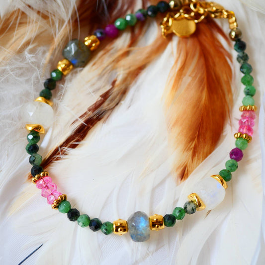 Armband aus Rubin-Zoisit und rosa Topas, GITALI