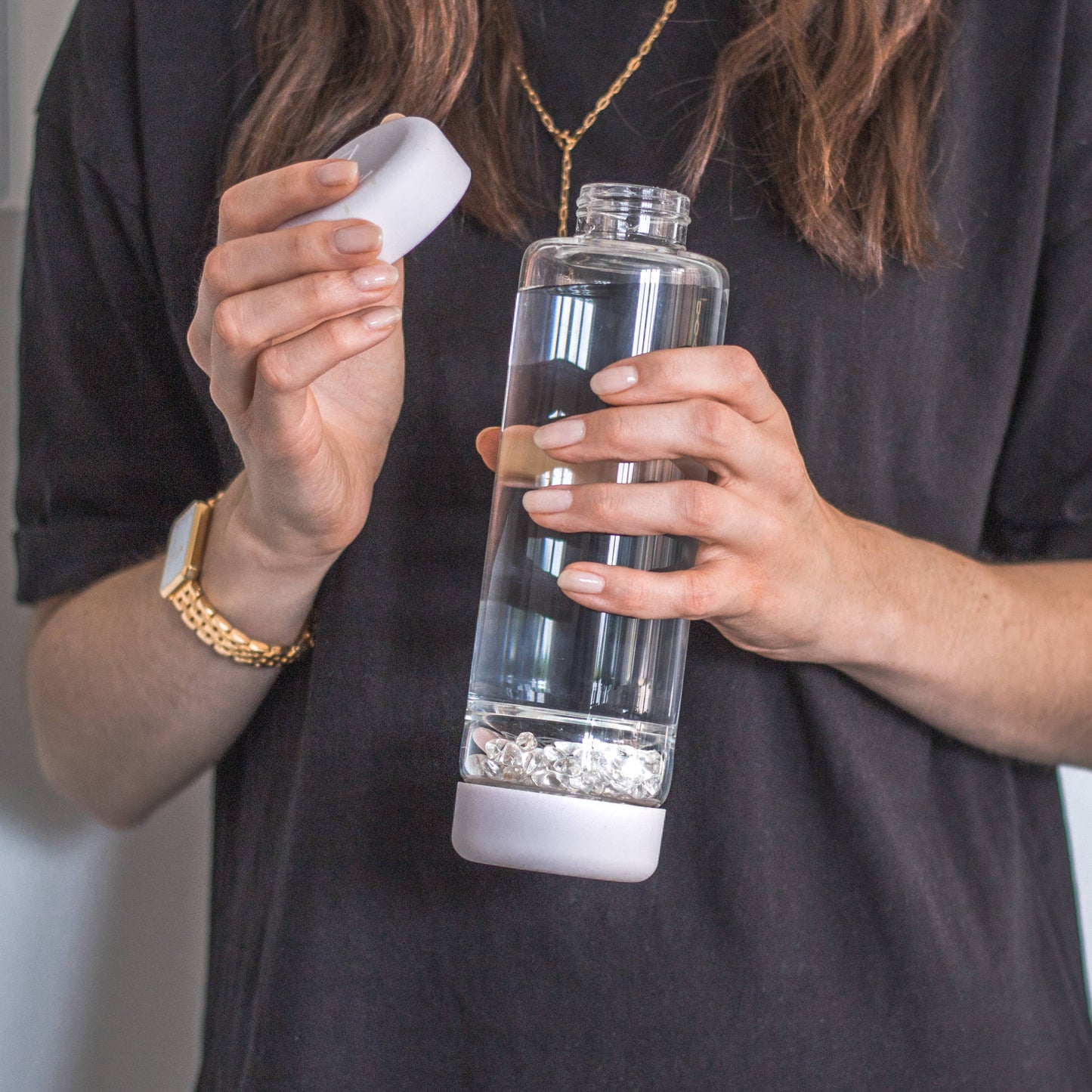 Inu! waterfles cloud wit | ROCK CRYSTAL